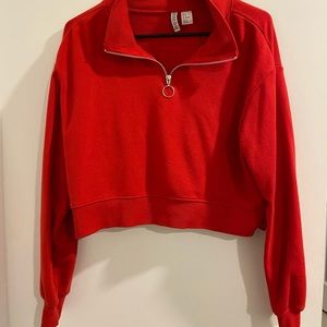 Cropped quarter-zip sweater